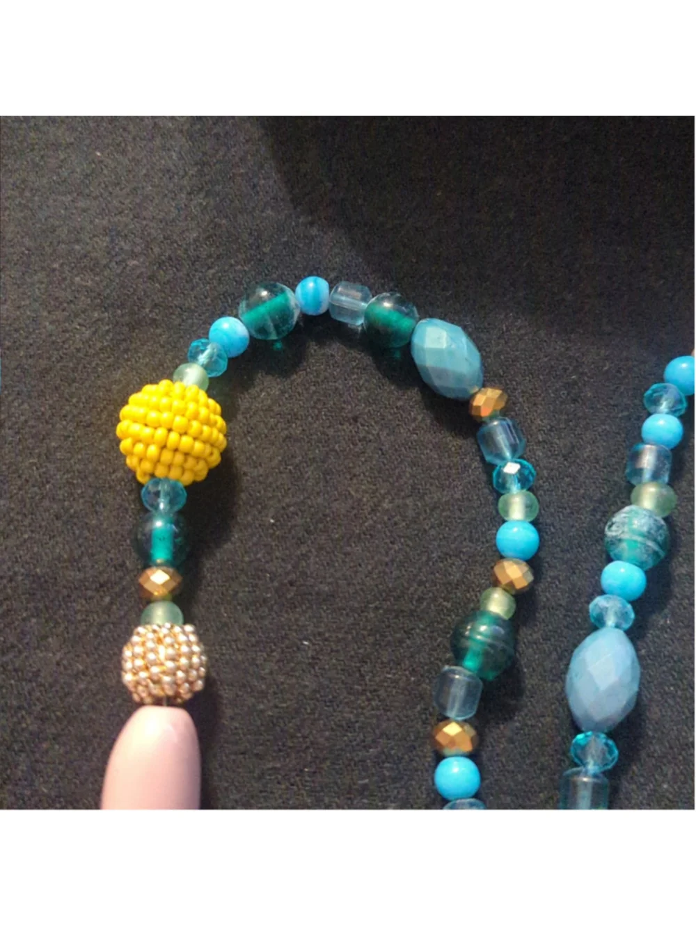 Blue Yellow Red Multi Color Beaded Chunky Long Statement Necklace
